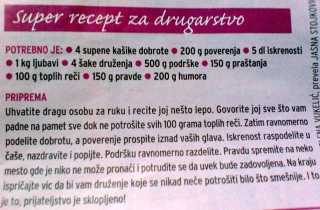 Recept za drugarstvo