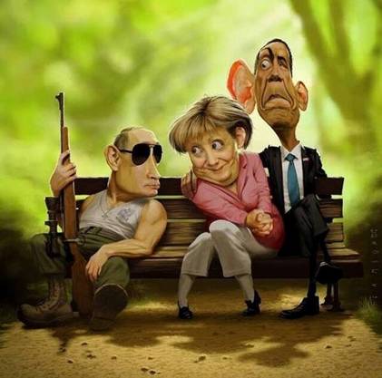 Putin Merkel i Obama